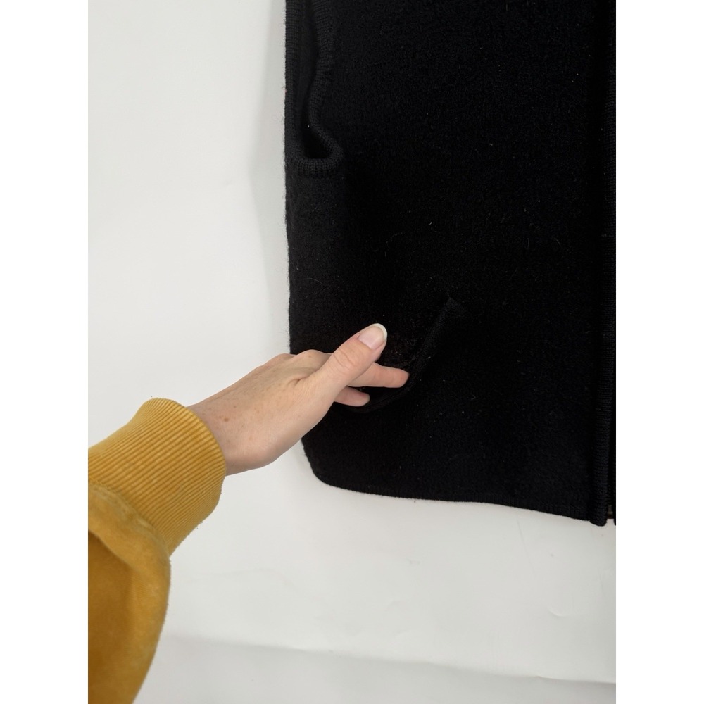 VTG K.B Collection Y2K 100% Wool Zip Sweater Vest Women M Black Crop Boiled Wool - Picture 5 of 7